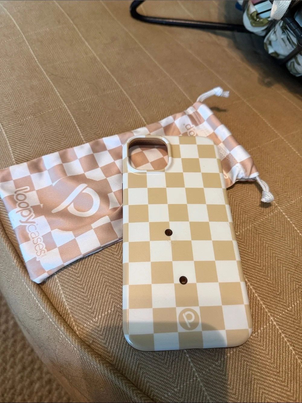 Loopy Case Beige Checkerboard Phone Case